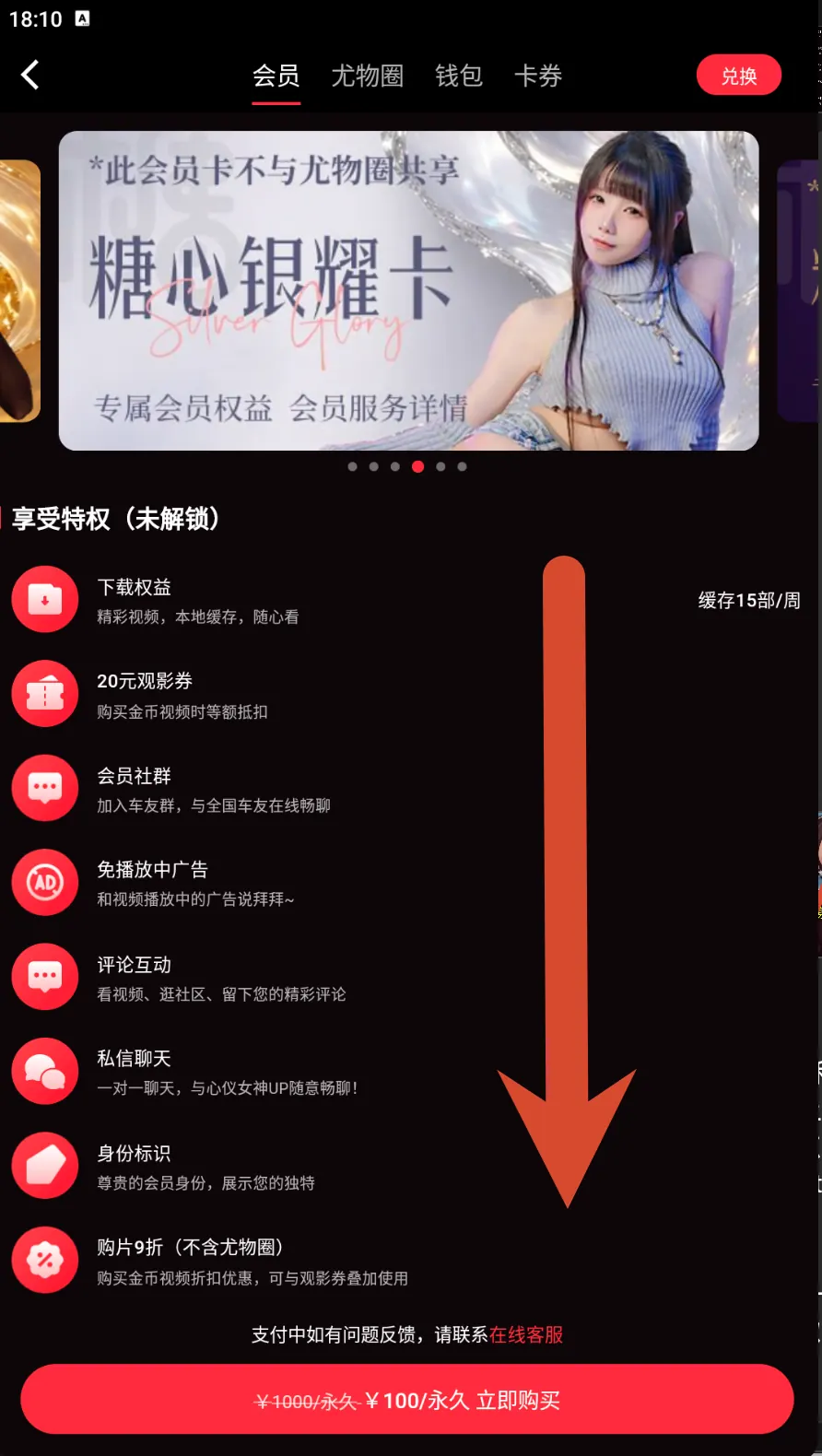 糖心银耀卡会员价格界面示例